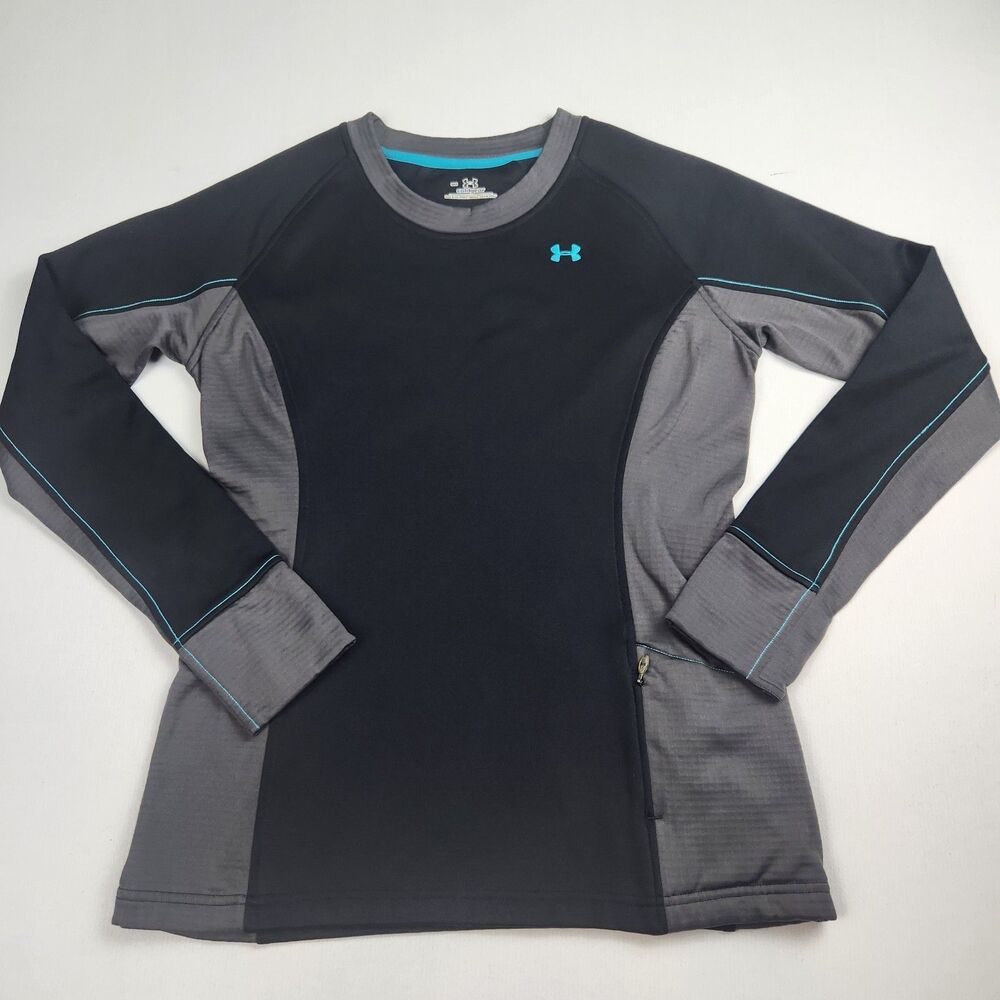Under Armour ColdGear Base Layer Top Womens S Thermal Crew-Neck Zip Pocket